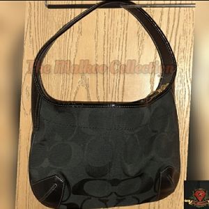 COACH SIGNATURE LEATHER TRIM BAG